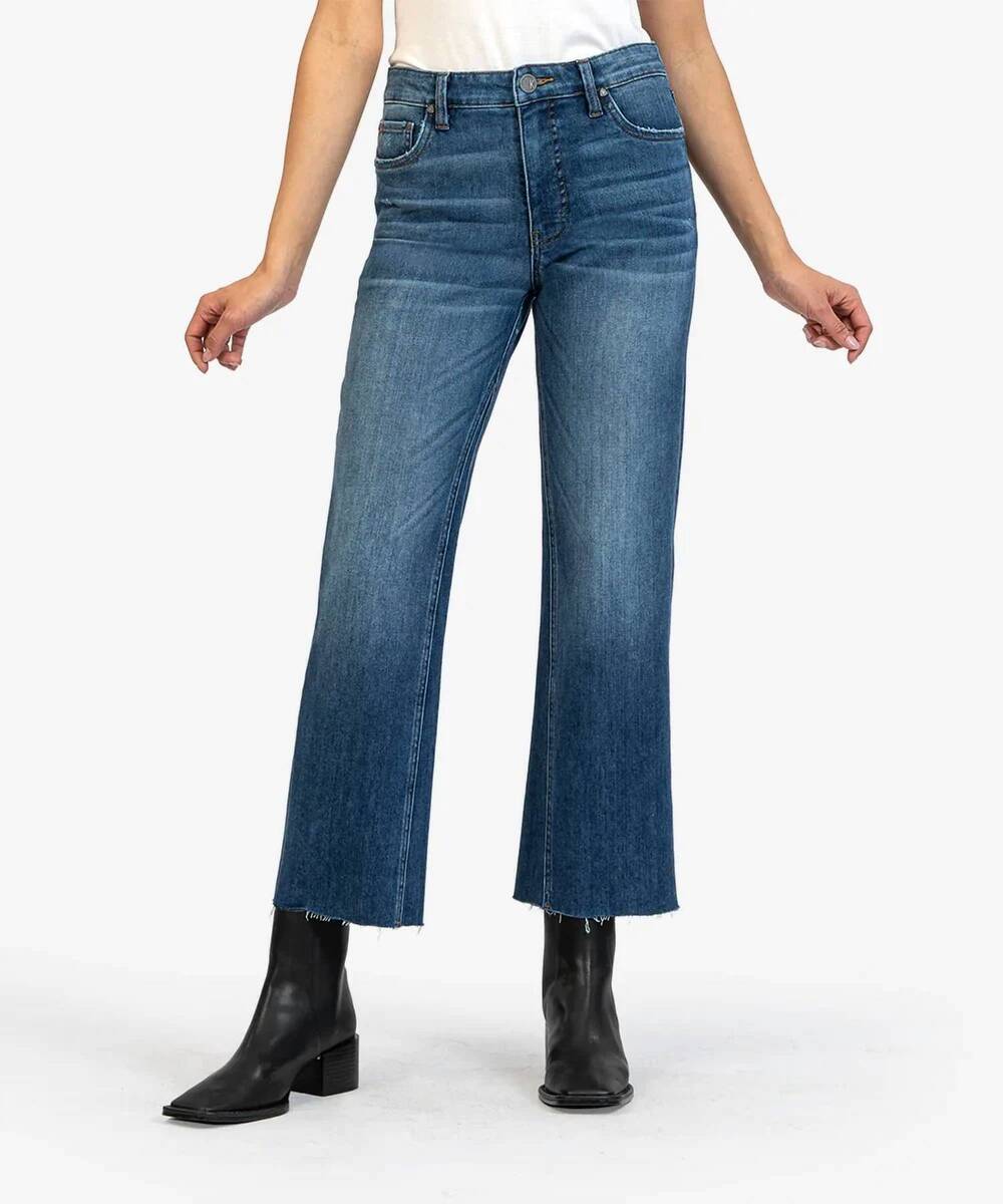 NEW KUT FROM THE KLOTH kelsey high rise fab ab ankle flare jeans in royal wash